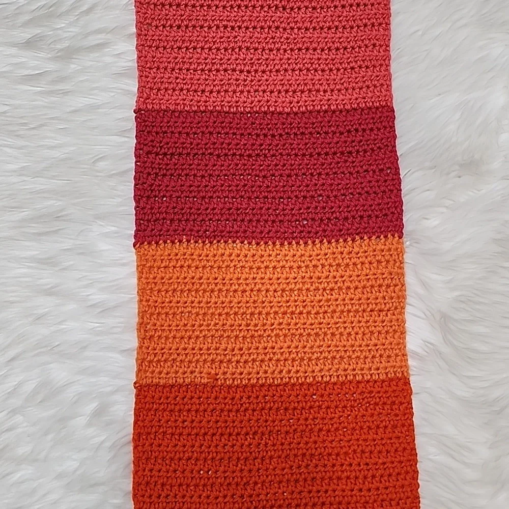 Cozy Handmade Multicolor Striped Crocheted Scarf Unisex - New